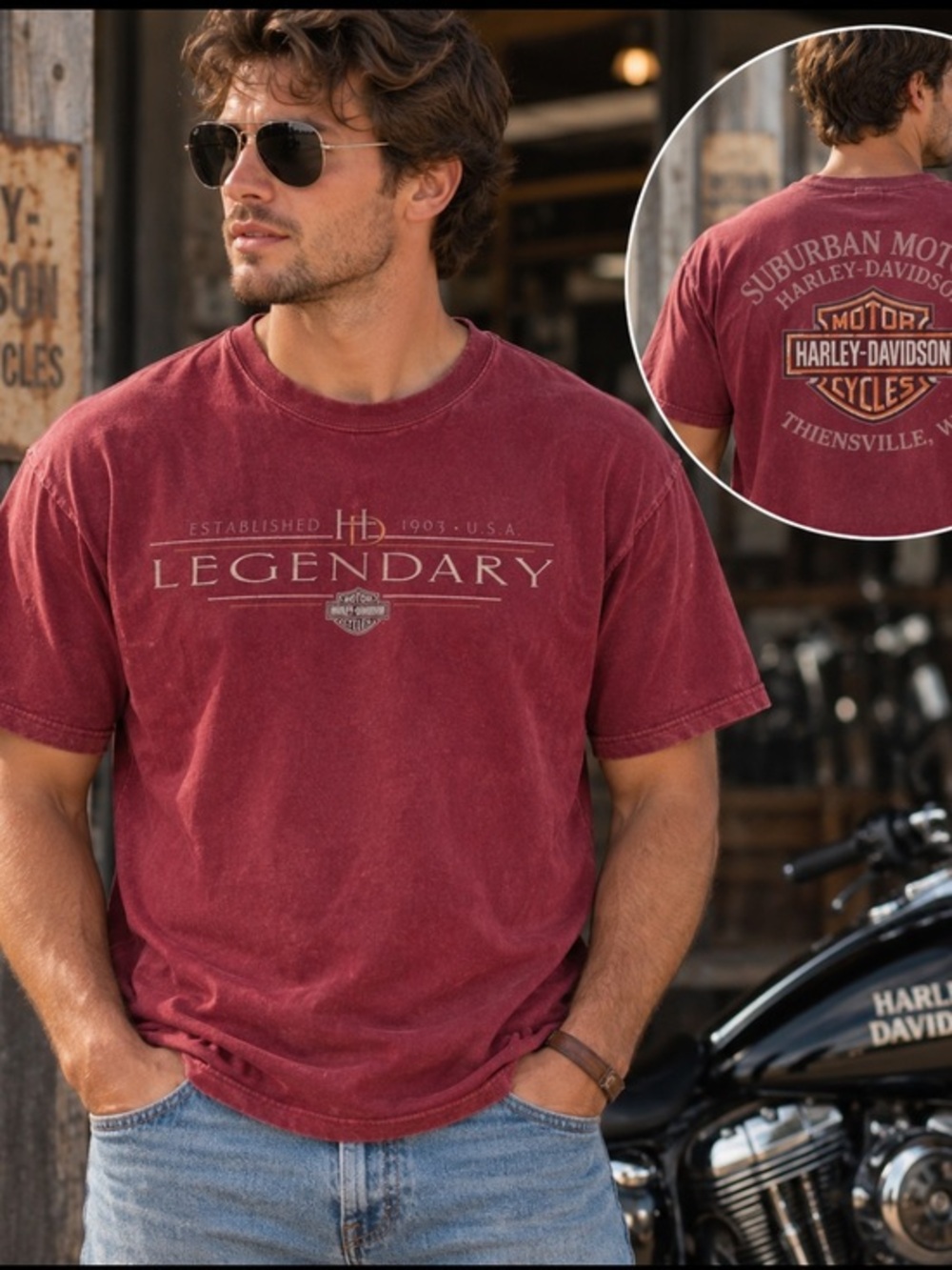 Vintage Harley-Davidson Legendary Thienville WI T-Shirt Size XL